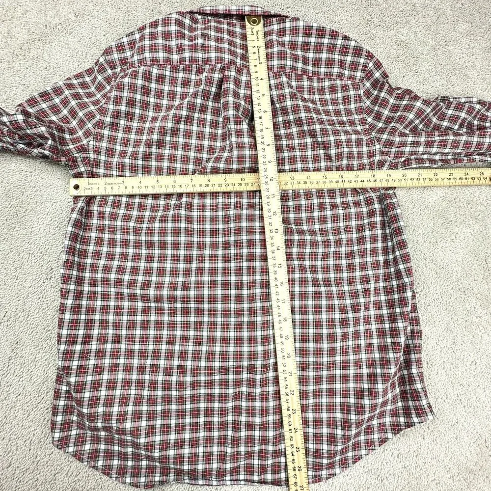 Ralph‎ Lauren Boy's Long Sleeve Button Front Shirt Classic Plaid Pattern Size XL